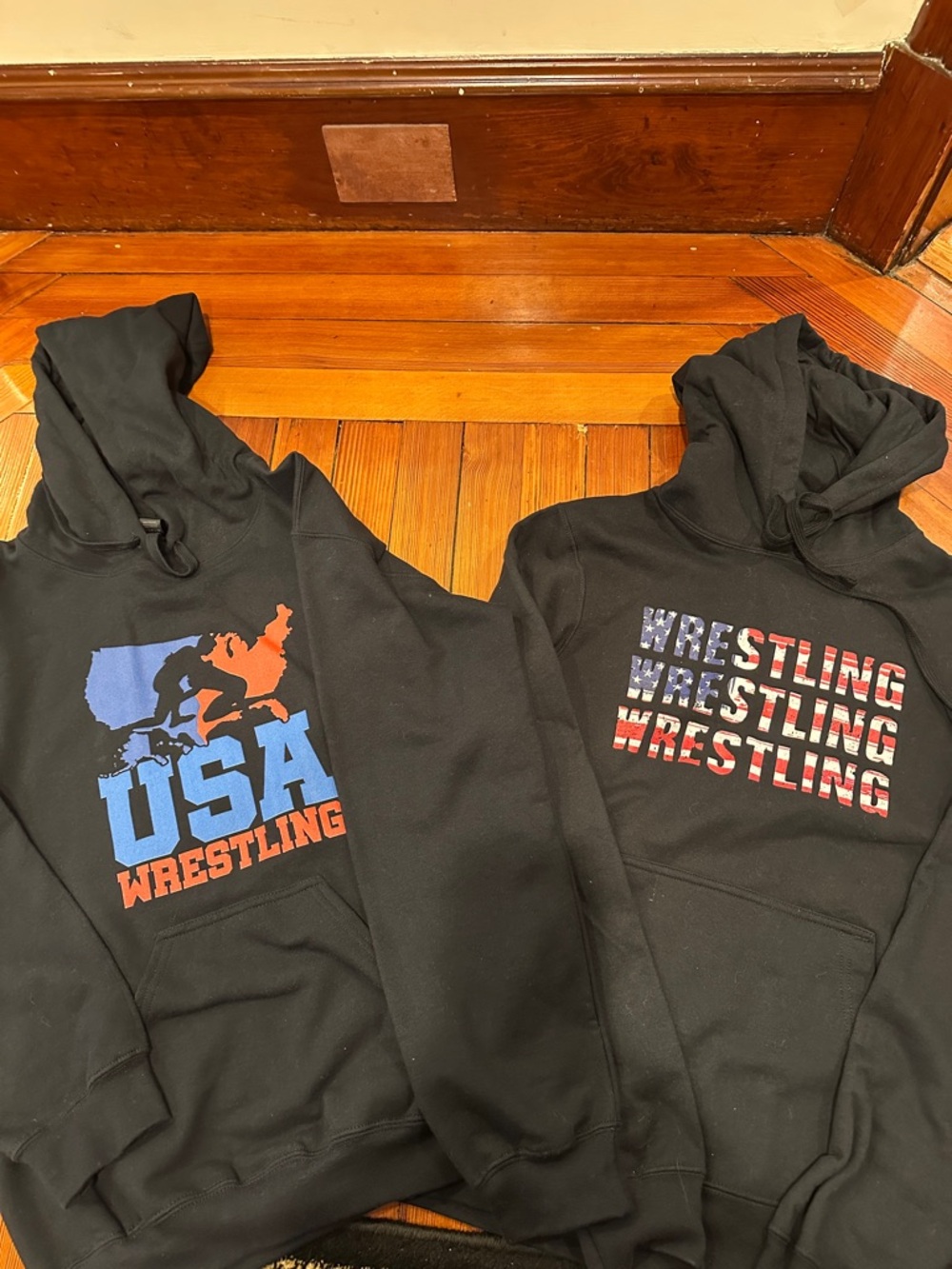 Black USA Wrestling Hoodie & Black Wrestling Graphic Hoodie - Pair